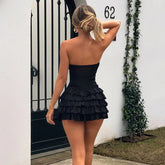 A-Linien-Kleid mit Wickeldesign und Nieten an der Taille